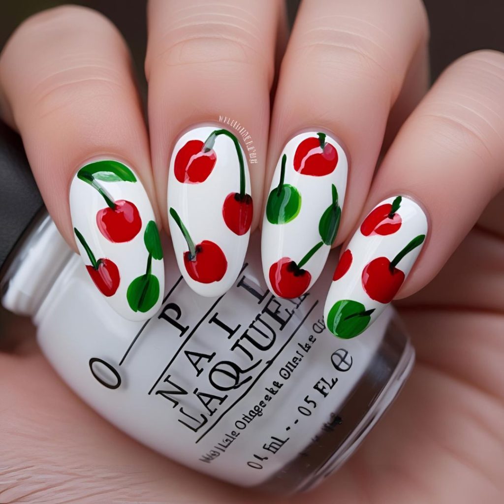 17. Cherry Pop Tips french nails design