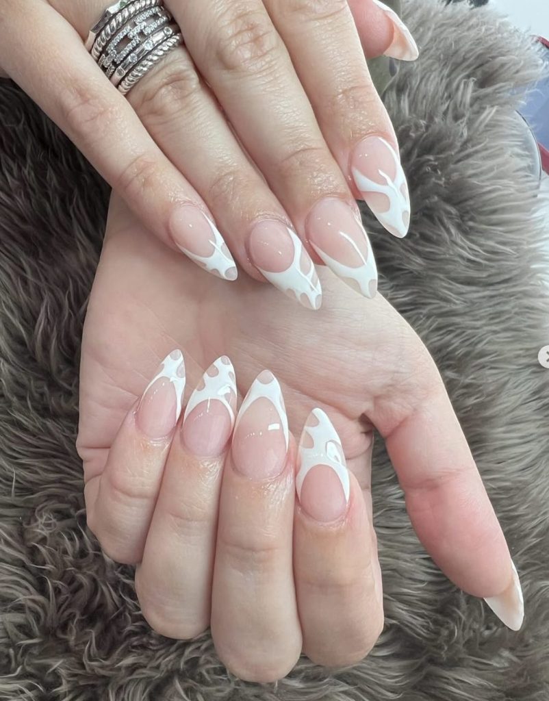 French Tip Nails with Pattern